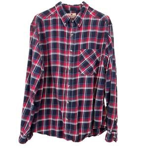 Woolrich Red Blue Button Down Long Sleeve Plaid Flannel Shirt Men Size Medium